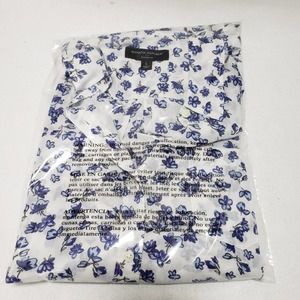 BANANNA REPUBLIC Button Down Blouse, White w/Blue Butterflys